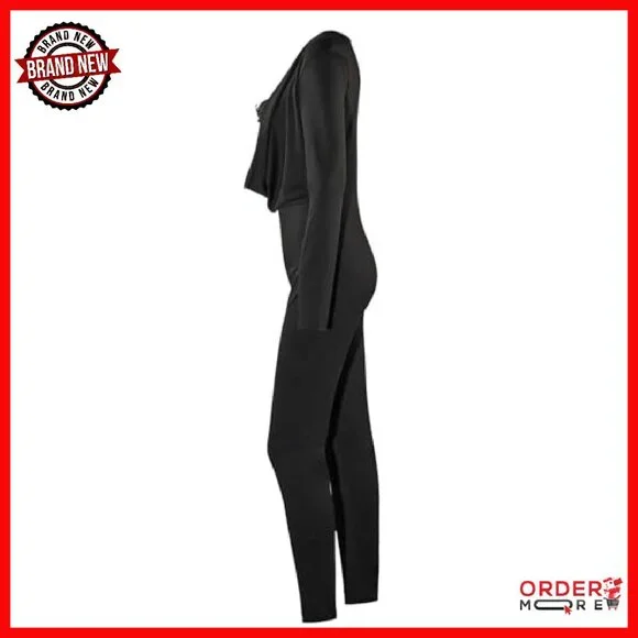 Long Sleeve Cowl Neck Hollow Out Bodycon Jumpsuit Club Outfit